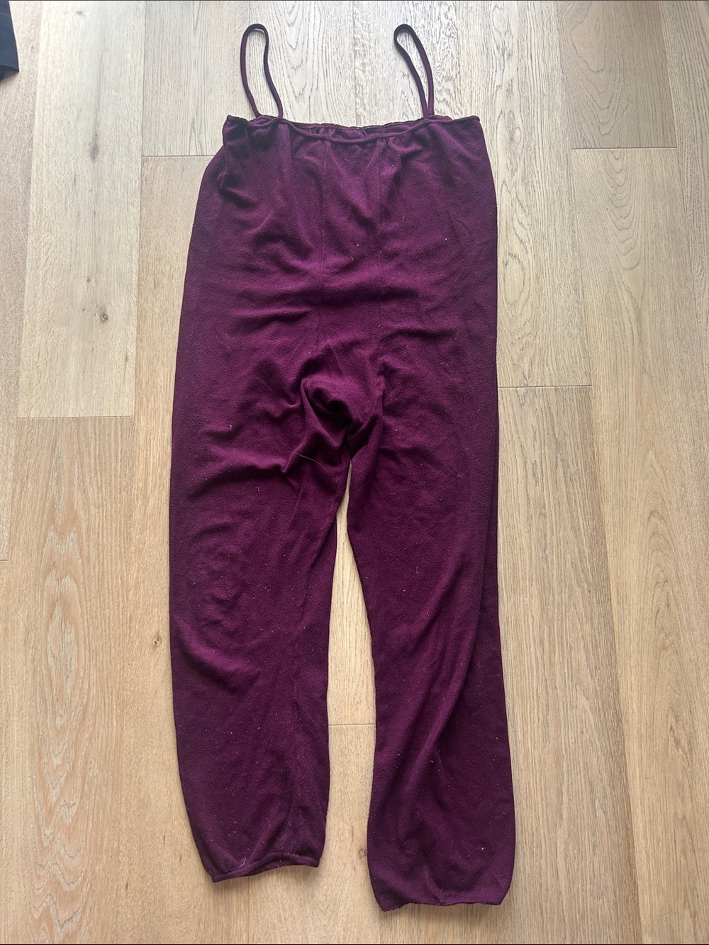 Burgundy fleece dance/ ballet cover up Jumpsuit with Spaghetti Straps